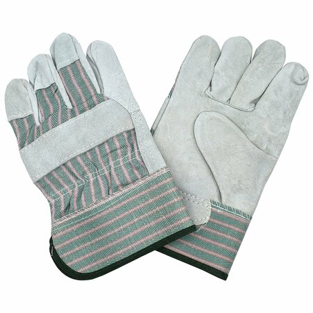 CORDOVA Palm, Cowhide, Shoulder, Split Gloves, Green/Pink Striped Fabric, M, 12PK 7201RM